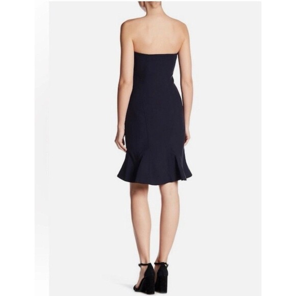Cinq A Sept Calvina Size 0 Navy Blue Strapless Ruffle Hem Dress - Picture 3 of 13